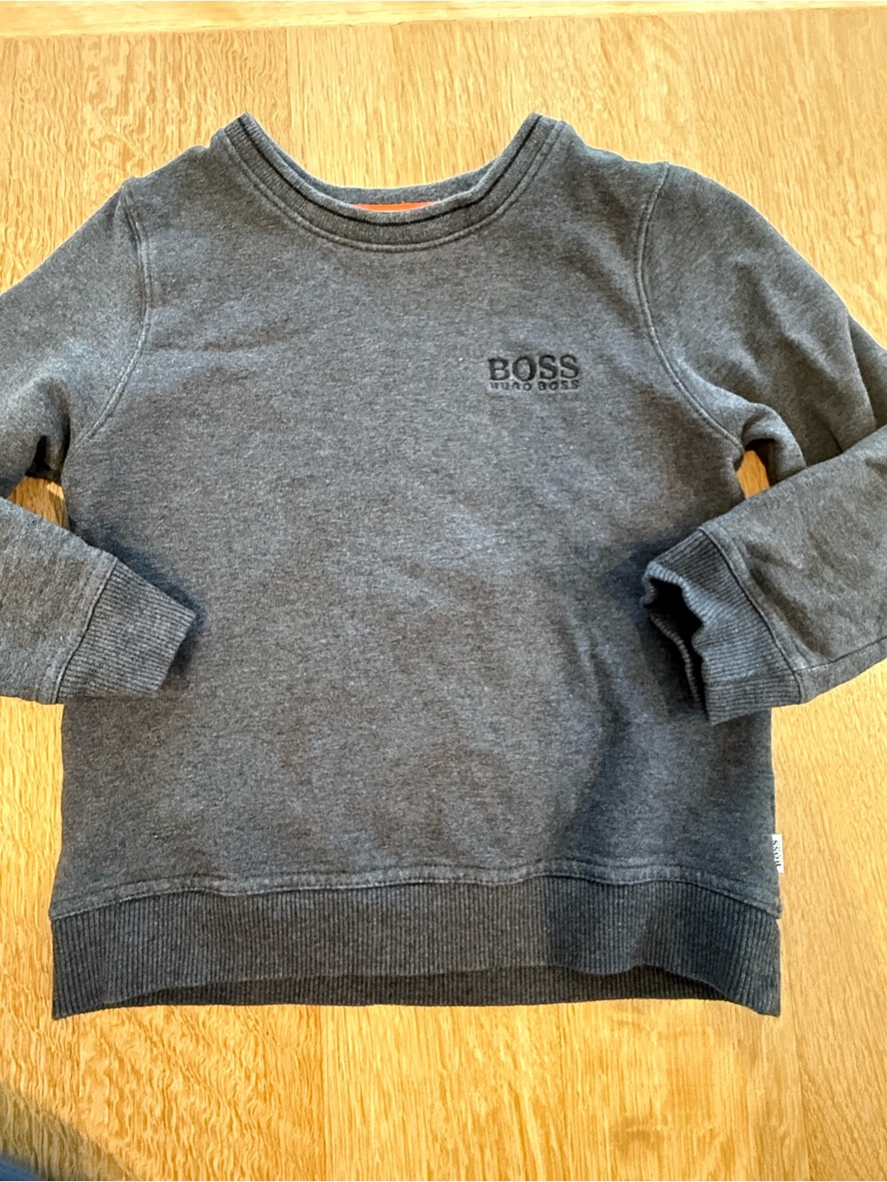 Boss Kids Charcoal Gray Crew Neck Sweatshirt